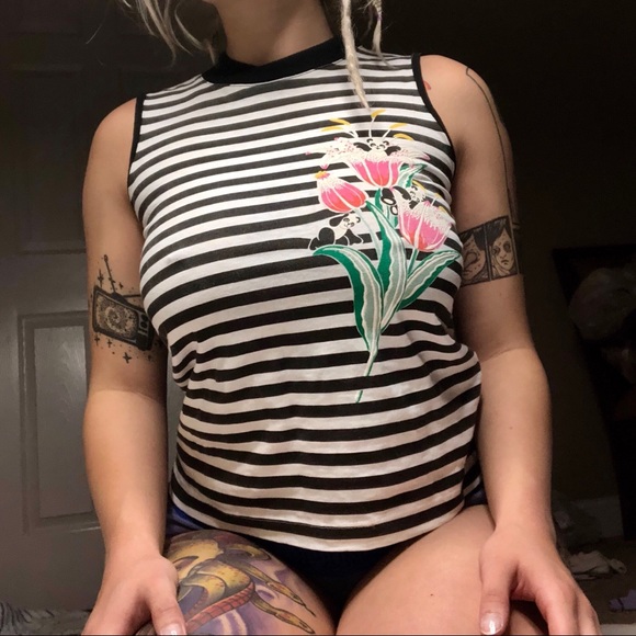 Vintage panda adorable striped top!! - Picture 2 of 4